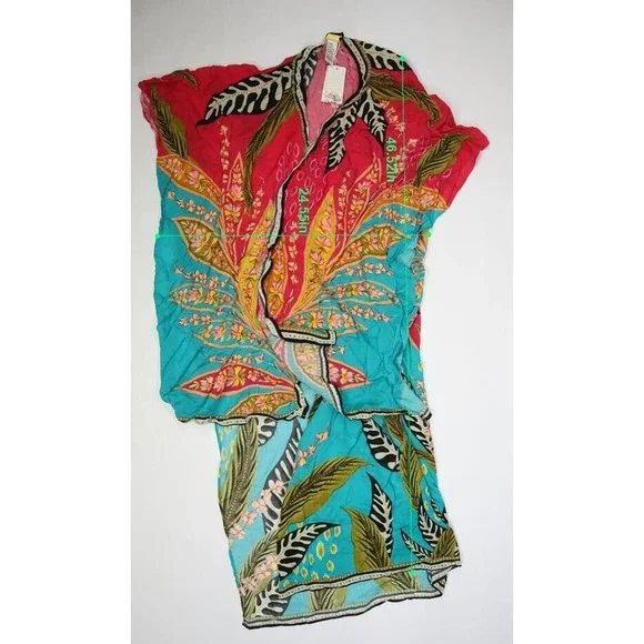 Agua Bendita Dara Lula Cover Up Multicolor Bright Print Lightweight Floral OS - Picture 2 of 7